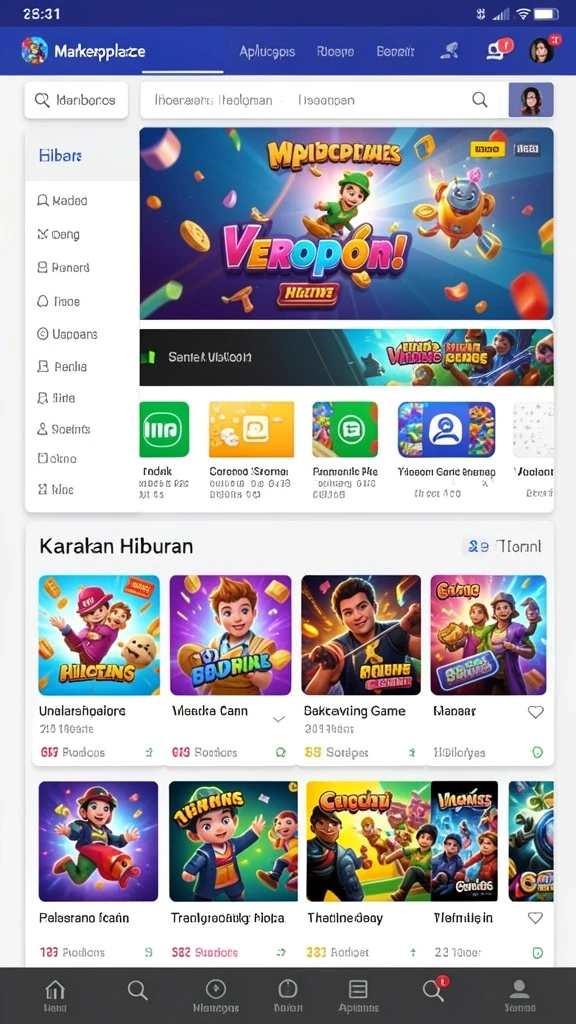 neoparty - Grafik yang atraktif dan penuh warna.